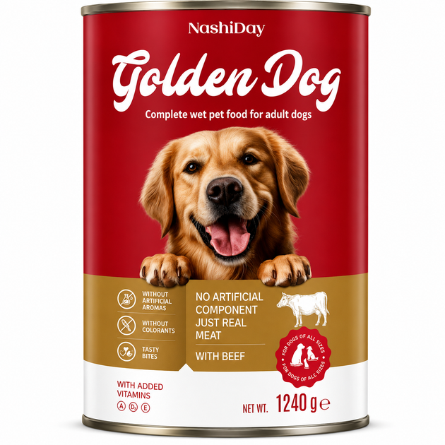 Консерва для собак Golden Dog 1,24кг з яловичиною - 12 шт - зображення 2