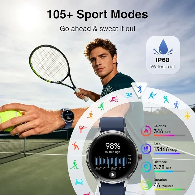 Смарт-часы Fitpolo 1,27 HD дисплей, Bluetooth, звонок/ответ, IP68 - изображение 4