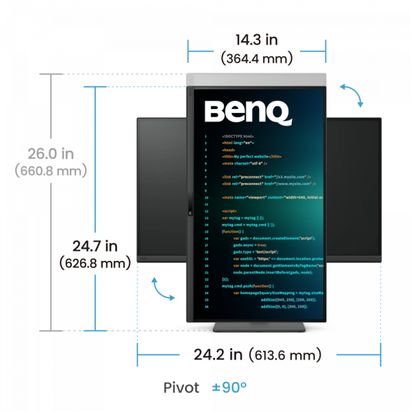 BENQ 27" 16:9 ips професійний рк монітор, 2560х1440, 6 0 Гц, 5 мс (GtG), 100% sRGB/REC. 709, kvm, hdr10, rd270q Black - зображення 7