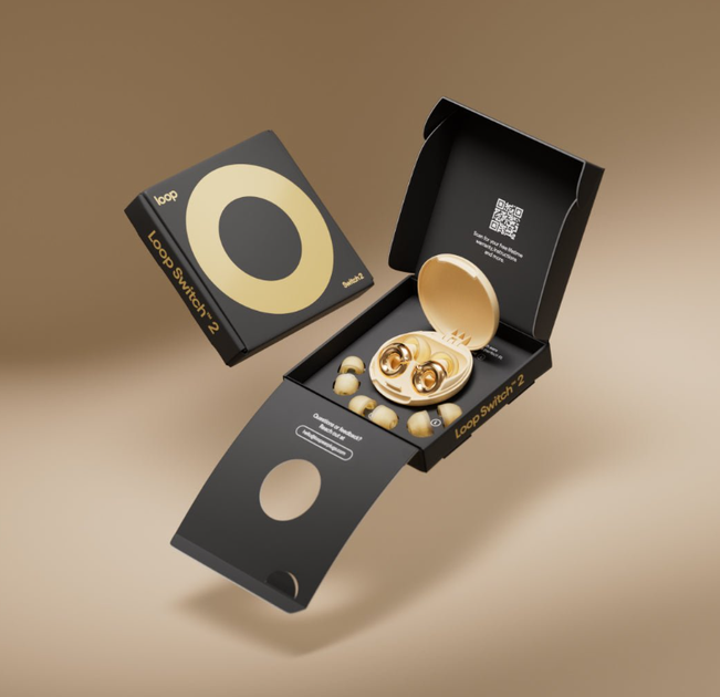 Беруши Loop Switch 2 Gold, с регулировкой шумопонижения, 3 режима 20/23/26 дБ, многоразовые вкладыши для ушей, золотые. - изображение 2