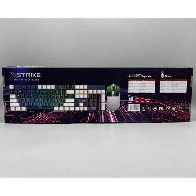 Проводная клавиатура мембранная с подсветкой + мышка RGB USB XSTRIKE X-1011 Комплект - изображение 8