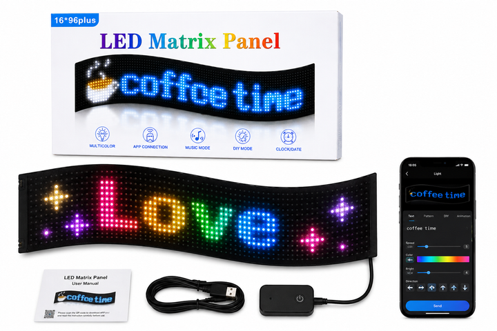 Светодиодная гибкая панель LED Matrix Panel APP 90×19 см RGB с Wi-Fi 10415 - изображение 2