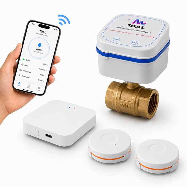 Беспроводная система защиты от протечки воды 1DAL | Умный комплект антипотопа StandartKit 1/2" (STKT12) - Фото 1 Беспроводная система защиты от протечки воды 1DAL | Умный комплект антипотопа StandartKit 1/2" (STKT12) - изображение 1