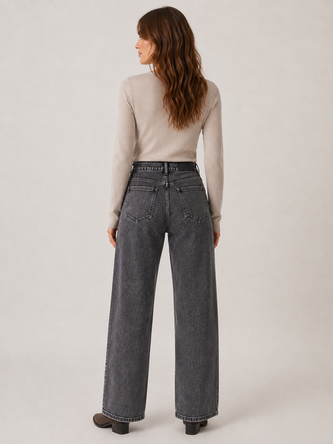 Женские демисезонные джинсы Baggy серые (BC3931) 25 - изображение 2