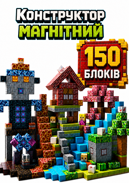 Магнитный конструктор в стиле Minecraft 150 блоков GL-324 блоков Майнкрафт детские конструкторы для мальчиков - Фото 1 Магнитный конструктор в стиле Minecraft 150 блоков GL-324 блоков Майнкрафт детские конструкторы для мальчиков - изображение 1