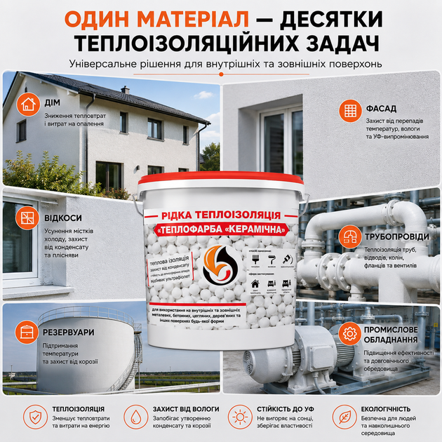 Рідка теплоізоляція для утеплення будь-яких поверхонь Теплофарба Керамічна БІЛА 3л - зображення 10