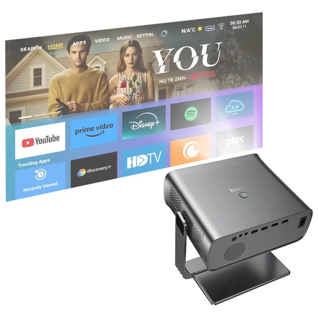 Проектор Hoco DT5 Smart electric focus (1080P, Android version) Серый - изображение 8