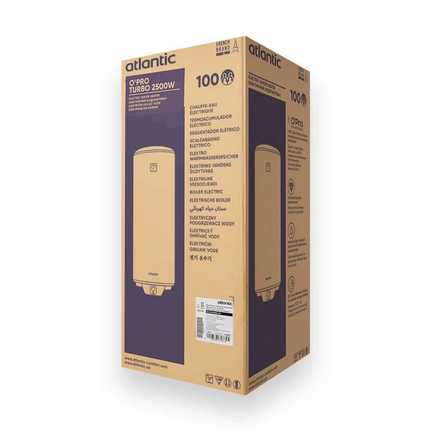 Водонагреватель Atlantic Opro Turbo VM 100 D400S-2-B (2500W) бойлер - изображение 6