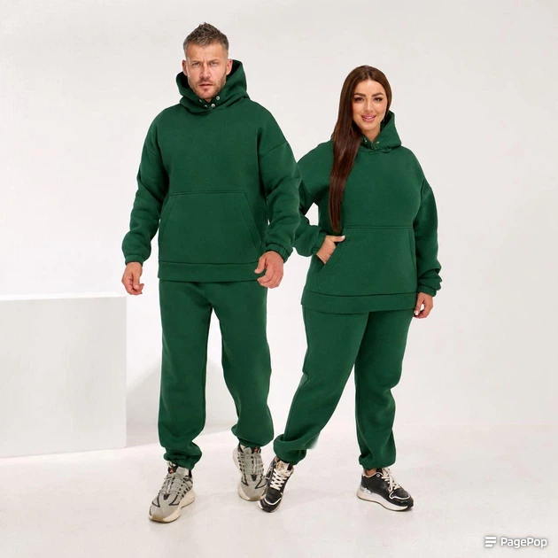 Теплий зимовий спортивний костюм дитячий для дівчинки з джоггерами та худі (футер пеньє тринитка з начісом 320г щільність, 95% бавовни) 110 смарагд (темно-зелений) - зображення 10