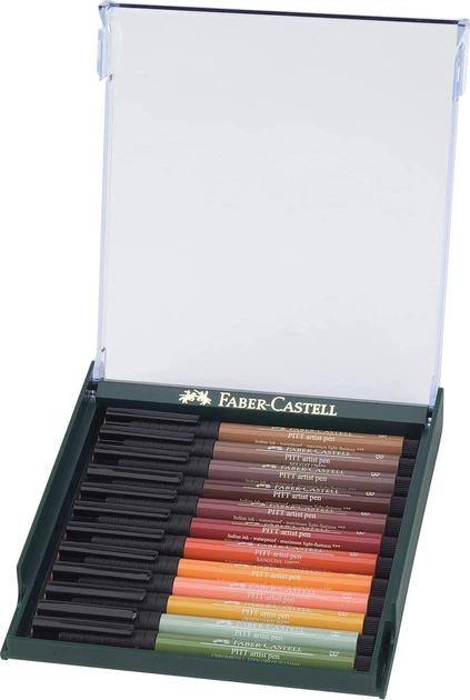 Маркери-пензлі Faber-Castell Pitt Artist Pen пензель B земні відтінки 12 шт на водній основі для малювання та ілюстрування з товщиною лінії від 1 до 5 мм - зображення 3