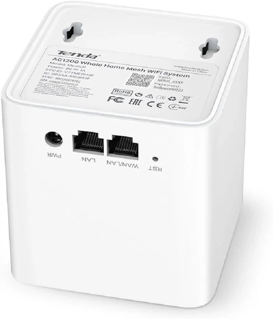MESH система Tenda Nova MW3 AC1200 (1 шт) / Dual-Band Wi-Fi 5 / 2x LAN/WAN 100M / До 100 м² / Белый (102258043) - Уценка - изображение 2
