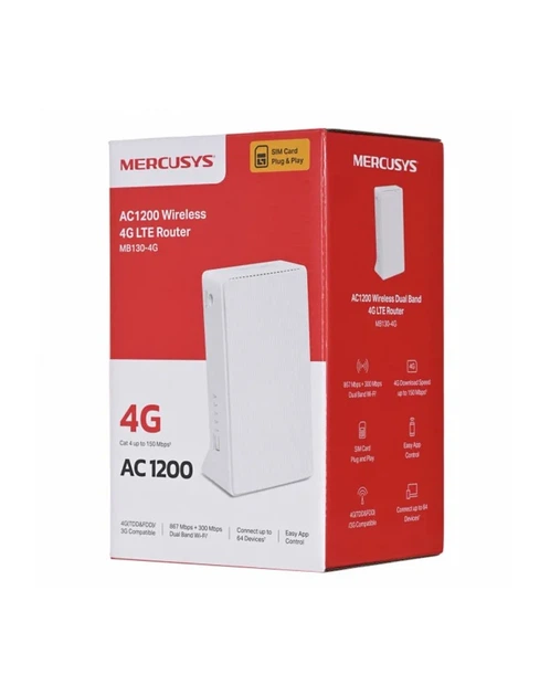 Маршрутизатор Mercusys MB130 4G LTE Wi-Fi 5 AC1200 Белый (102221583) - изображение 6