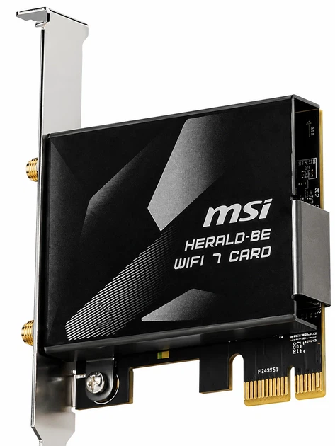 Бездротовий адаптер PCIe MSI Herald-BE Wi-Fi 7 + Bluetooth 5.4 Білий (102275590) - Фото 4 Бездротовий адаптер PCIe MSI Herald-BE Wi-Fi 7 + Bluetooth 5.4 Білий (102275590) - зображення 4