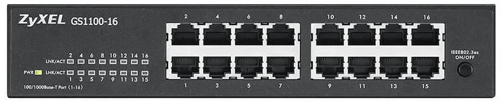 Коммутатор Zyxel GS1100-16/16 портов 10/100/1000 Мбит/с / Неуправляемый / Гигабитный / Безвентиляторный / Черный (102210620) - изображение 2