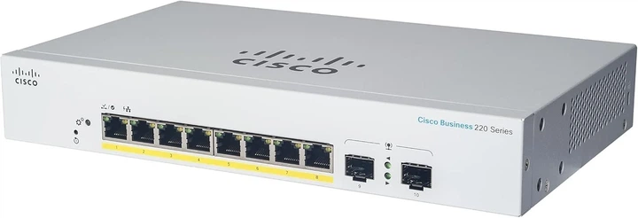Направляемый коммутатор Cisco Business CBS220-8T-E-2G / 8x Gigabit Ethernet / 2x SFP Combo / Белый (102212684) - Фото 1 Направляемый коммутатор Cisco Business CBS220-8T-E-2G / 8x Gigabit Ethernet / 2x SFP Combo / Белый (102212684) - изображение 1