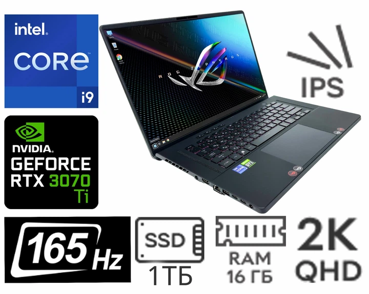 Ноутбук Asus ROG Zephyrus M16 GU603ZW: Core i9-12900H / DDR5 16 ГБ / GeForce RTX 3070 Ti / SSD 1 ТБ /16" QHD+ / Б/У - Фото 2 Ноутбук Asus ROG Zephyrus M16 GU603ZW: Core i9-12900H / DDR5 16 ГБ / GeForce RTX 3070 Ti / SSD 1 ТБ /16" QHD+ / Б/У - изображение 2