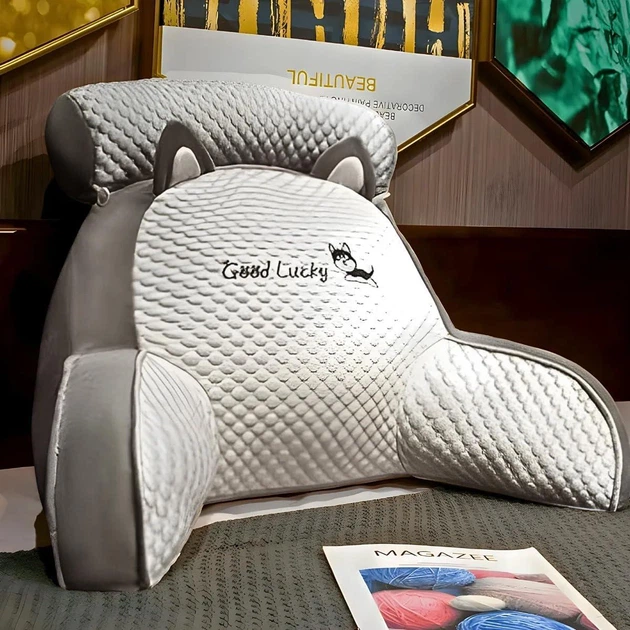 Подушка-спинка RIAS Good Lucky для сидіння з підлокітниками та валиком 70x50x25 см White-Grey (3_08665) - Фото 3 Подушка-спинка RIAS Good Lucky для сидіння з підлокітниками та валиком 70x50x25 см White-Grey (3_08665) - зображення 3