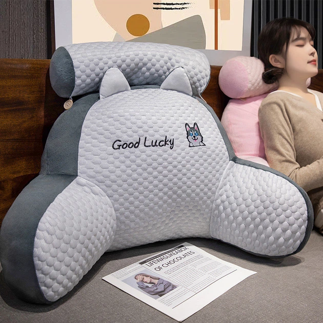 Подушка-спинка RIAS Good Lucky для сидіння з підлокітниками та валиком 70x50x25 см White-Grey (3_08665) - Фото 7 Подушка-спинка RIAS Good Lucky для сидіння з підлокітниками та валиком 70x50x25 см White-Grey (3_08665) - зображення 7