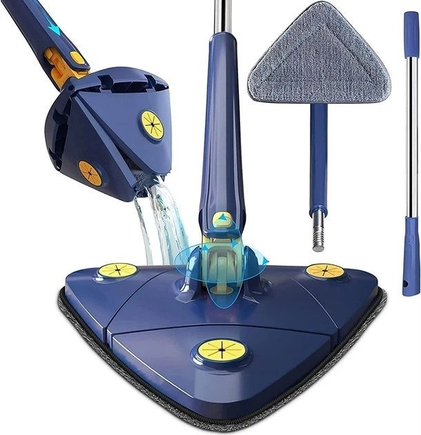 Швабра трикутна RIAS Traingular Twist Water Mop з поворотом на 360° та віджимом 113 см Blue (3_08669) - Фото 4 Швабра трикутна RIAS Traingular Twist Water Mop з поворотом на 360° та віджимом 113 см Blue (3_08669) - зображення 4