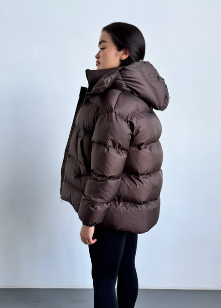 Зимный женский пуховик Eva Classic ТЕССА коричневый 40 - изображение 2