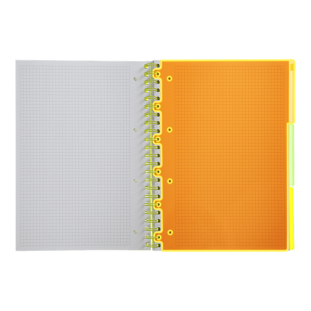 Книга канц. на спір. А4 120арк. # офс. BUROMAX NEON, пласт.обкл. з розділ. та перфорацією, жовта /BM.24349911-08/ - изображение 2