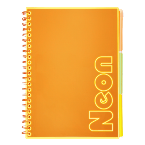 Книга канц. на спір. А4 120арк. # офс. BUROMAX NEON, пласт.обкл. з розділ. та перфорацією, помаранчева /BM.24349911-11/ - Фото 7 Книга канц. на спір. А4 120арк. # офс. BUROMAX NEON, пласт.обкл. з розділ. та перфорацією, помаранчева /BM.24349911-11/ - изображение 7