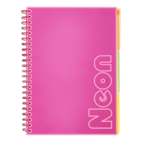 Книга канц. на спір. А4 120арк. # офс. BUROMAX NEON, пласт.обкл. з розділ. та перфорацією, рожева /BM.24349911-10/ - изображение 7