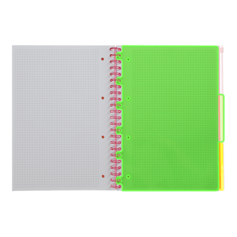 Книга канц. на спір. А4 120арк. # офс. BUROMAX NEON, пласт.обкл. з розділ. та перфорацією, рожева /BM.24349911-10/ - изображение 9