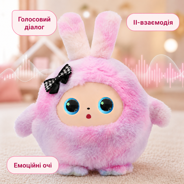 Интерактивная плюшевая игрушка с искусственным интеллектом, голосовым диалогом, анимированными глазами, Wi-Fi и управлением через приложение, синяя и розовая - изображение 8