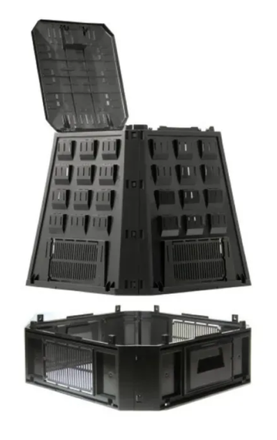 Контейнер для компосту Prosperplast 630 л садовий ящик Evogreen пластиковий морозостійкий модуль 90х91х107 см для дачі городу біовідходів з кришкою вентиляцією дверцятами Чорний - зображення 5
