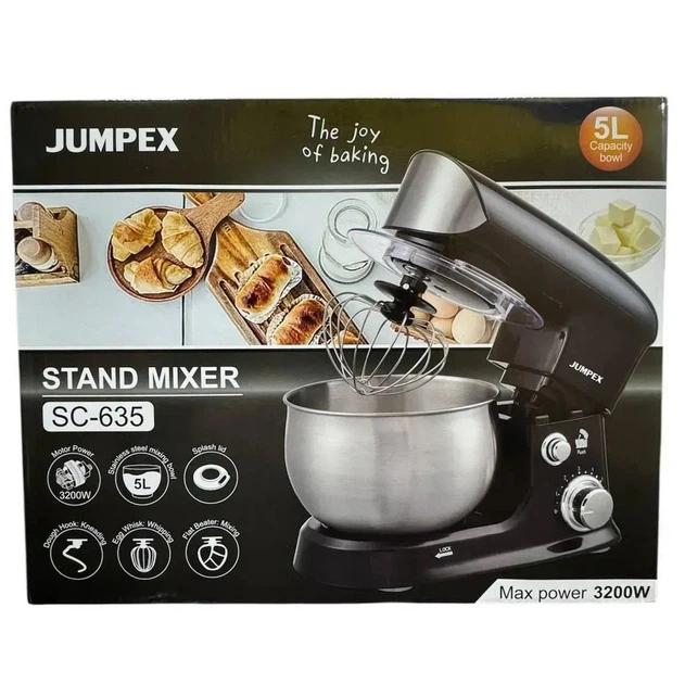 Стаціонарний міксер з чашею 5л, 3200 Вт, 6 швидкостей, Білий, Jumpex ProMix SC-635 - Фото 8 Стаціонарний міксер з чашею 5л, 3200 Вт, 6 швидкостей, Білий, Jumpex ProMix SC-635 - зображення 8