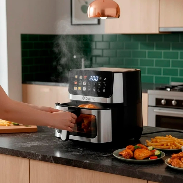 Аэрофритюрница 12 л 4500 Вт с LED-дисплеем Air fryer 360° DOMOTEC MS-3224 - изображение 7