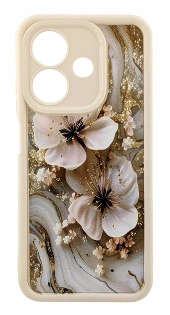 Чехол Shock Case Print для Oppo A3x 4G / 5G (CPH2681/CPH2641) бампер силиконовый цвет бежевый с рисунком цветы - Фото 1 Чехол Shock Case Print для Oppo A3x 4G / 5G (CPH2681/CPH2641) бампер силиконовый цвет бежевый с рисунком цветы - изображение 1