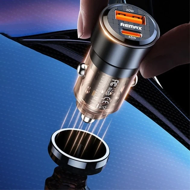 Автомобільний зарядний пристрій REMAX Walking Series 75W PD+QC 1C+1A Fast Car Charger RCC360 Black - Фото 3 Автомобільний зарядний пристрій REMAX Walking Series 75W PD+QC 1C+1A Fast Car Charger RCC360 Black - зображення 3