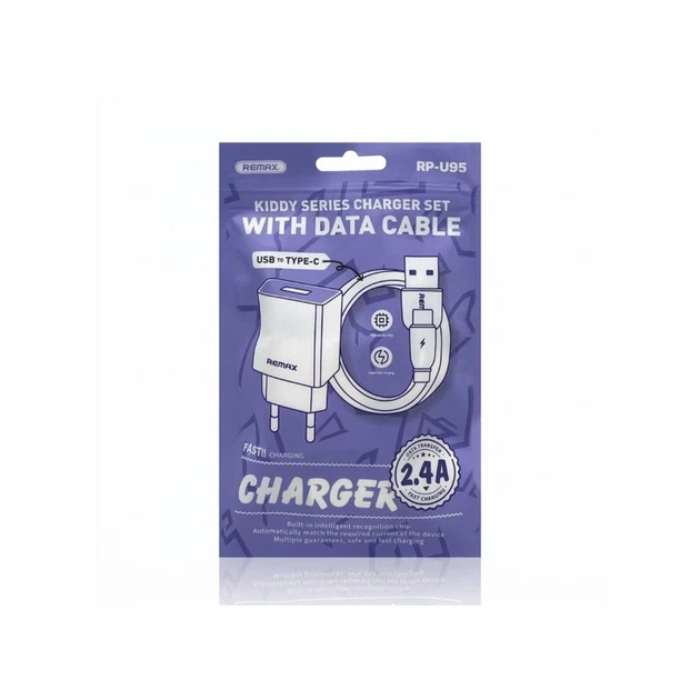 Мережевий зарядний пристрій з кабелем REMAX Kiddy Series 2.4A RP-Charger Set with Cable U95 Type-C - Фото 2 Мережевий зарядний пристрій з кабелем REMAX Kiddy Series 2.4A RP-Charger Set with Cable U95 Type-C - изображение 2