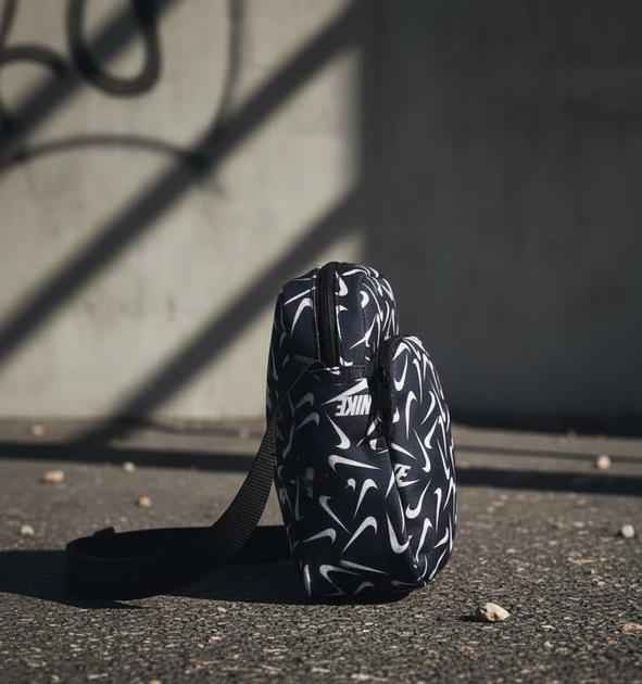 Сумка мессенджер через плечо черная барсетка Nike v2 молодежная стильная повседневная городская для мужчин и подростков брендовая модель - изображение 2