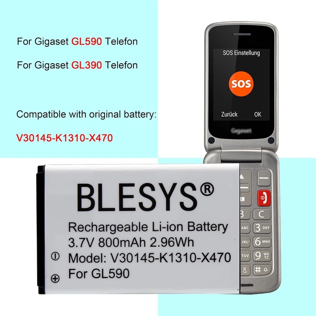Акумулятор BLESYS 800 мА·год для телефонів Gigaset GL590 та GL390 - Фото 5 Акумулятор BLESYS 800 мА·год для телефонів Gigaset GL590 та GL390 - зображення 5