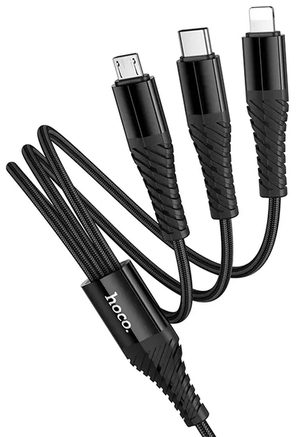 Кабель Hoco 6-в-1 USB-A + Type-C на Micro USB + Type-C + Lightning Черный (X123) - Фото 4 Кабель Hoco 6-в-1 USB-A + Type-C на Micro USB + Type-C + Lightning Черный (X123) - изображение 4