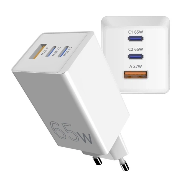 Зарядное устройство Sigma GaN 65 Вт Power Delivery Quick Charge 2xUSB-C + USB-A (PS65-01) - Фото 3 Зарядное устройство Sigma GaN 65 Вт Power Delivery Quick Charge 2xUSB-C + USB-A (PS65-01) - изображение 3