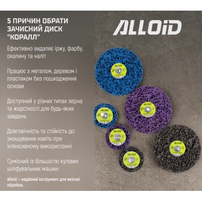 Круг зачистной Alloid "коралл", с держателем для дрели, 50мм, фиолетовый (SD-50222) - Фото 9 Круг зачистной Alloid "коралл", с держателем для дрели, 50мм, фиолетовый (SD-50222) - изображение 9