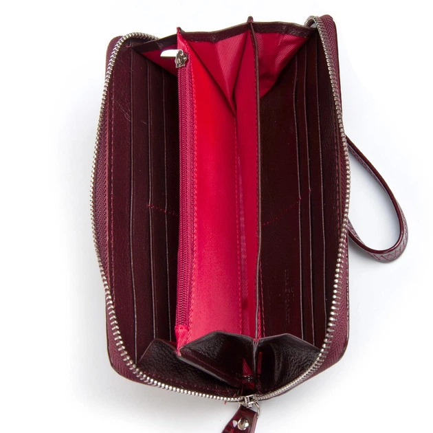 Женский кожаный кошелек на молнии SERGIO TORRETTI LR W38 dark-red - изображение 4