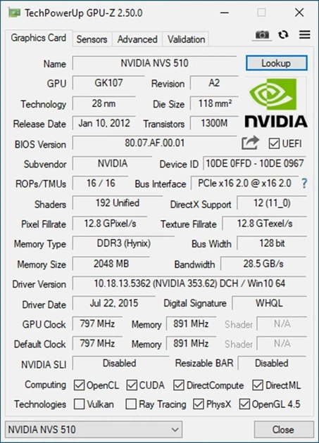 Дискретная видеокарта nVidia NVS 510, 2 GB DDR3, 128-bit / 4x miniDP б/у - изображение 8