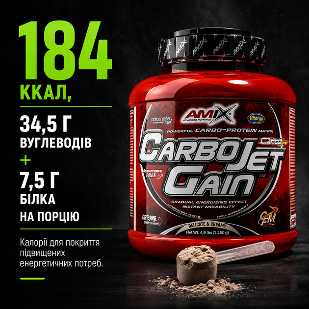 Гейнер Amix CarboJET Gain 2250 г., Полуниця - изображение 3