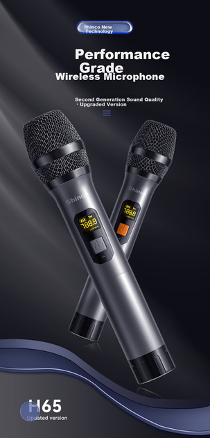 Микрофоны Shinco H65 беспроводные, 2 штуки, для караоке и конференций - изображение 9