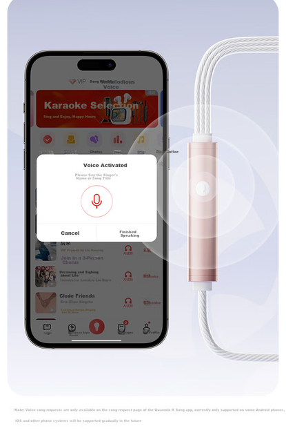 Микрофон-гарнитура QuanminKge Kpods SE со звуковой картой для караоке, золотистая - изображение 5