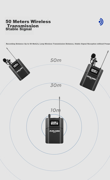 Беспроводной мини-микрофон Mailada WM8 Upgraded Mini Bee, крепление на камеру, микрофон для аудиозаписи, запись интервью на цифровую зеркальную камеру, микрофон для прямой трансляции на мобильный телефон, работает от батареек. - изображение 9