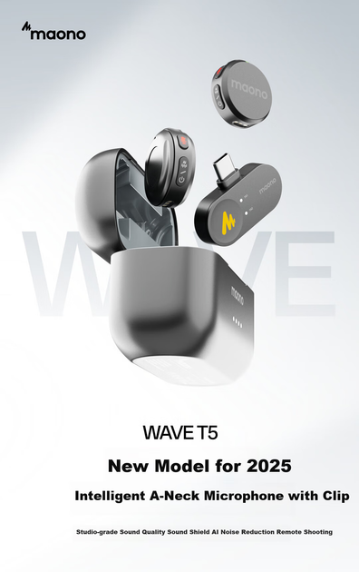 Петличный микрофон Maono T5, беспроводной, для трансляций, шумоподавление, для записи с телефона, модель Type-C - изображение 2