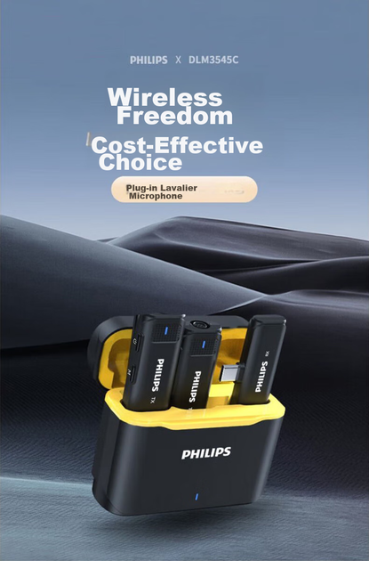 Беспроводной петличный микрофон PHILIPS [Subsidies] с двумя приемниками, микрофон для прямых трансляций для ведущих, для съемок коротких видеороликов на открытом воздухе, с прямым подключением к разъему Type-C для мобильных телефонов DLM3545C - изображение 11