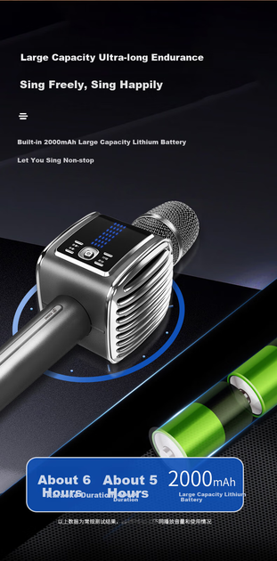 Микрофон-колонка Tuxun G6pro для караоке, черная - Фото 8 Микрофон-колонка Tuxun G6pro для караоке, черная - изображение 8