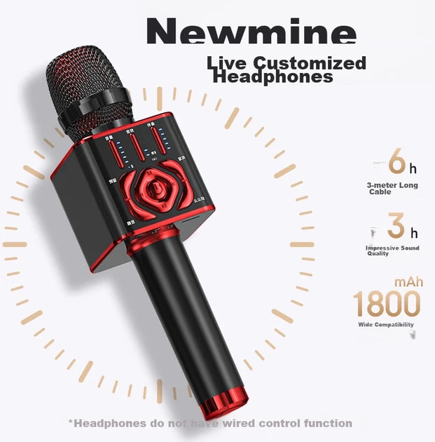 Микрофон-колонка Newmine MC29 Light Version беспроводной, для караоке - изображение 7